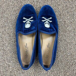Del Toro Velvet Blue Skull & Crossbones Womens Loafer